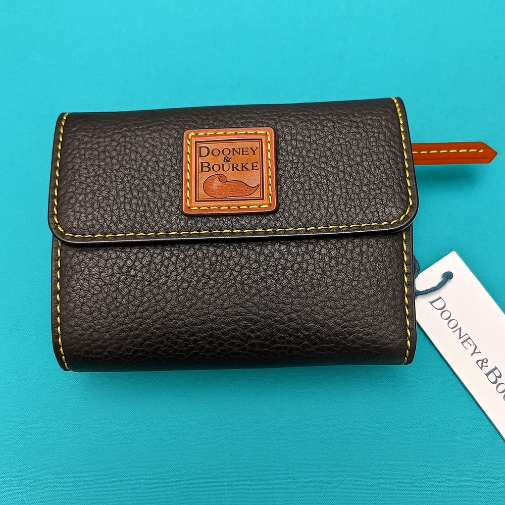 Dooney & Bourke Pebble Grain Small Flap Wallet Black NWT